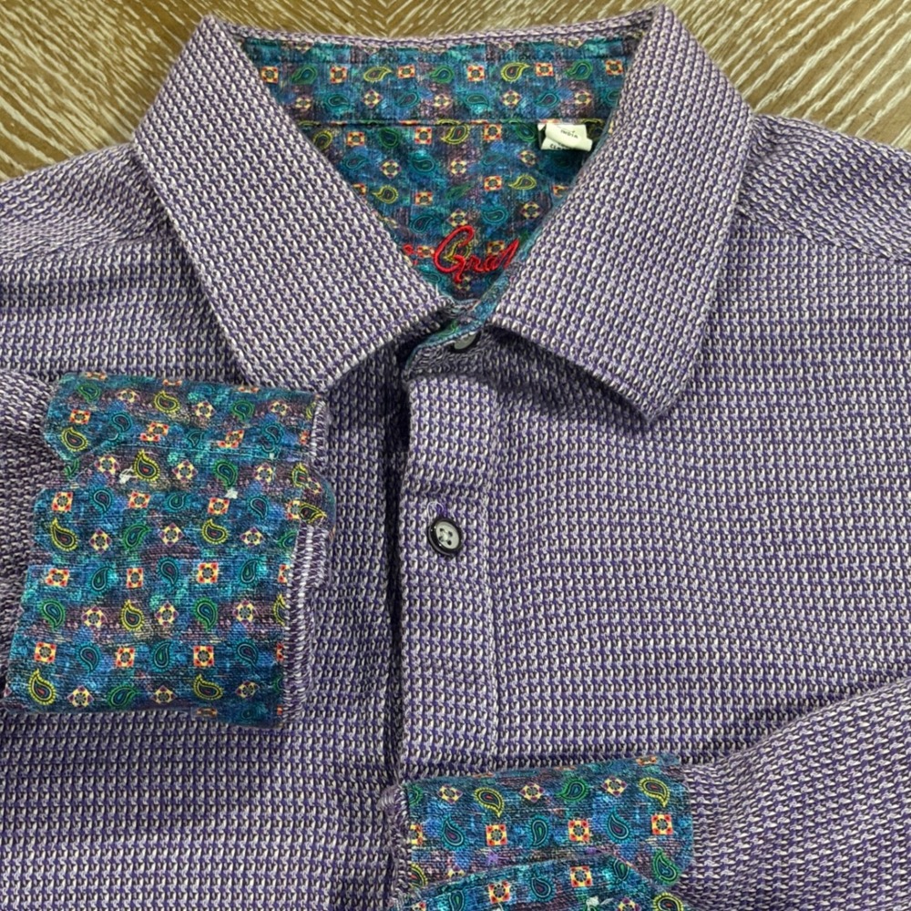 Robert Graham Mens 2XL Classic Fit Purple Textured Button Down Paisley Shirt